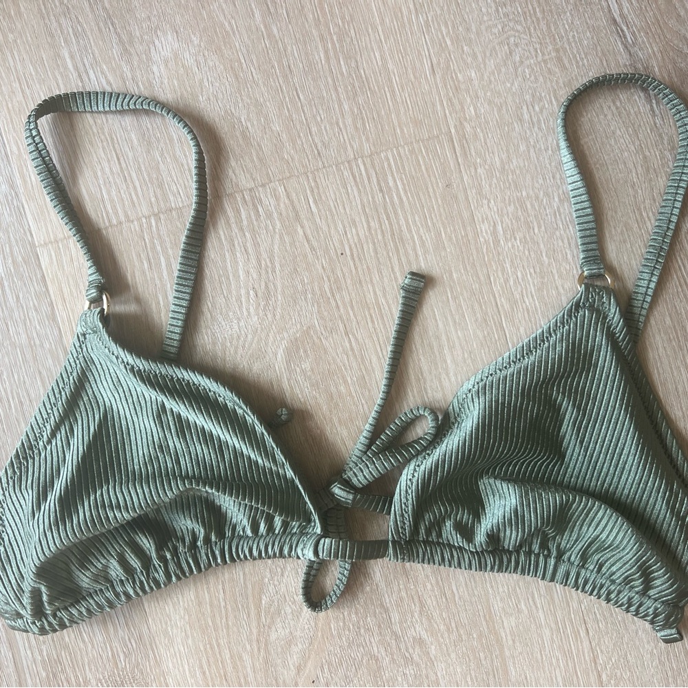 Aerie Green Ribbed Bikini Top